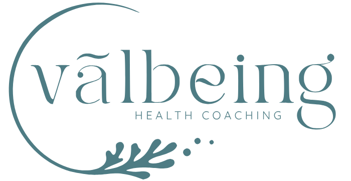 valbeing health coaching logo with coral detail